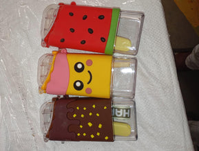 Portable Cute Water Bottle for Kids, Unique Ice Cream Shape water cup, sicle Shaped Plastic Kettle with Straw, Adjustable Shoulder Strap, BPA free, Leakproof (300 ML)